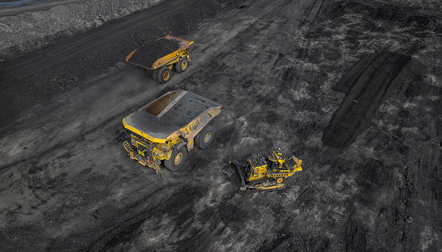 Cat Mining Trucks passing each other