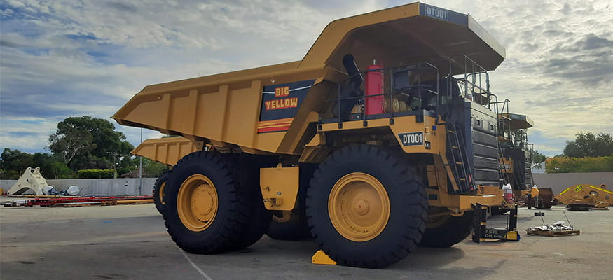 Big Yellow Mining Cat Off Highway Truck