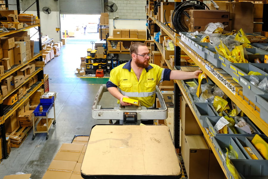 WesTrac Employee collecting parts from the Tamworth parts warehouse