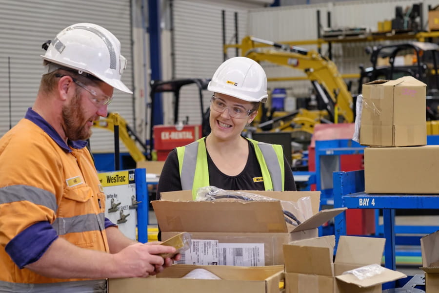 WesTrac employees working at the Wollongong parts warehouse