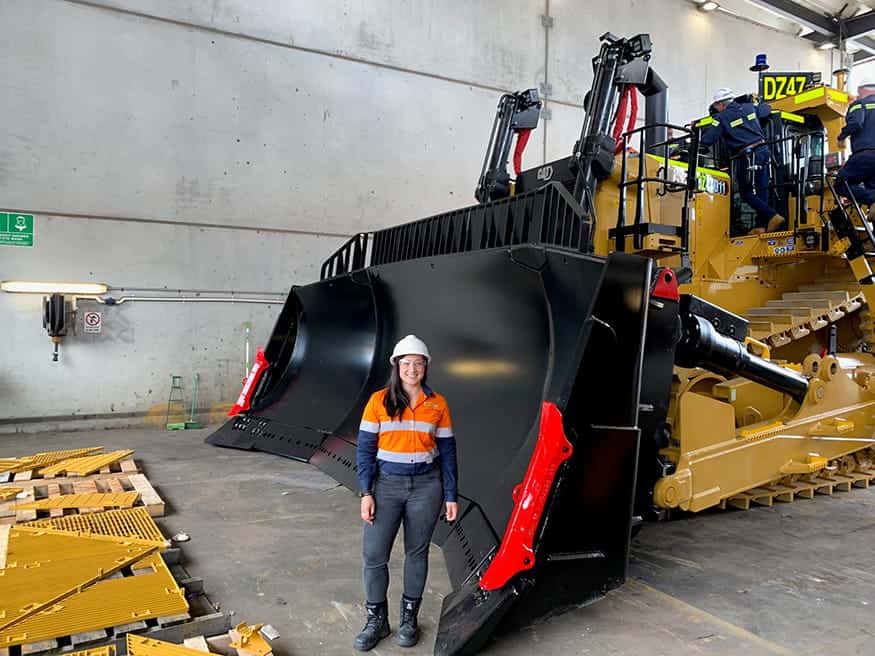Joanne Henry in front of Cat Dozer