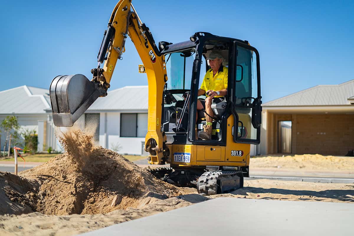 PGC Irrigation Contractors new Cat Mini Excavator digging