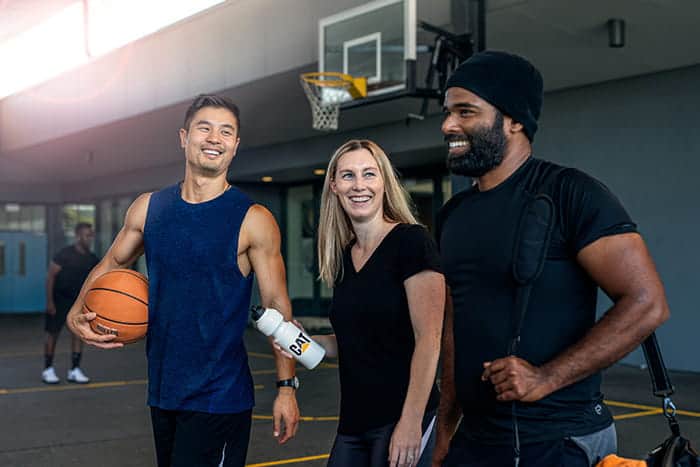WesTrac team playing basketball