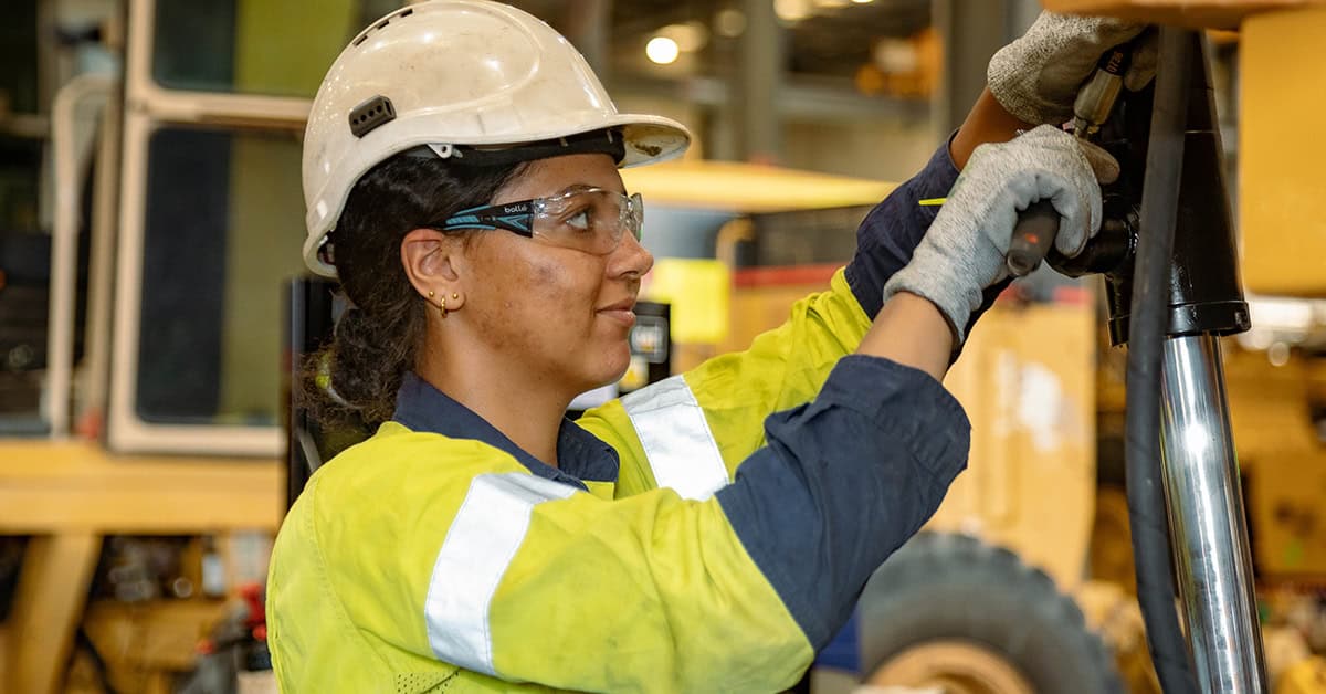female team member working in workshop