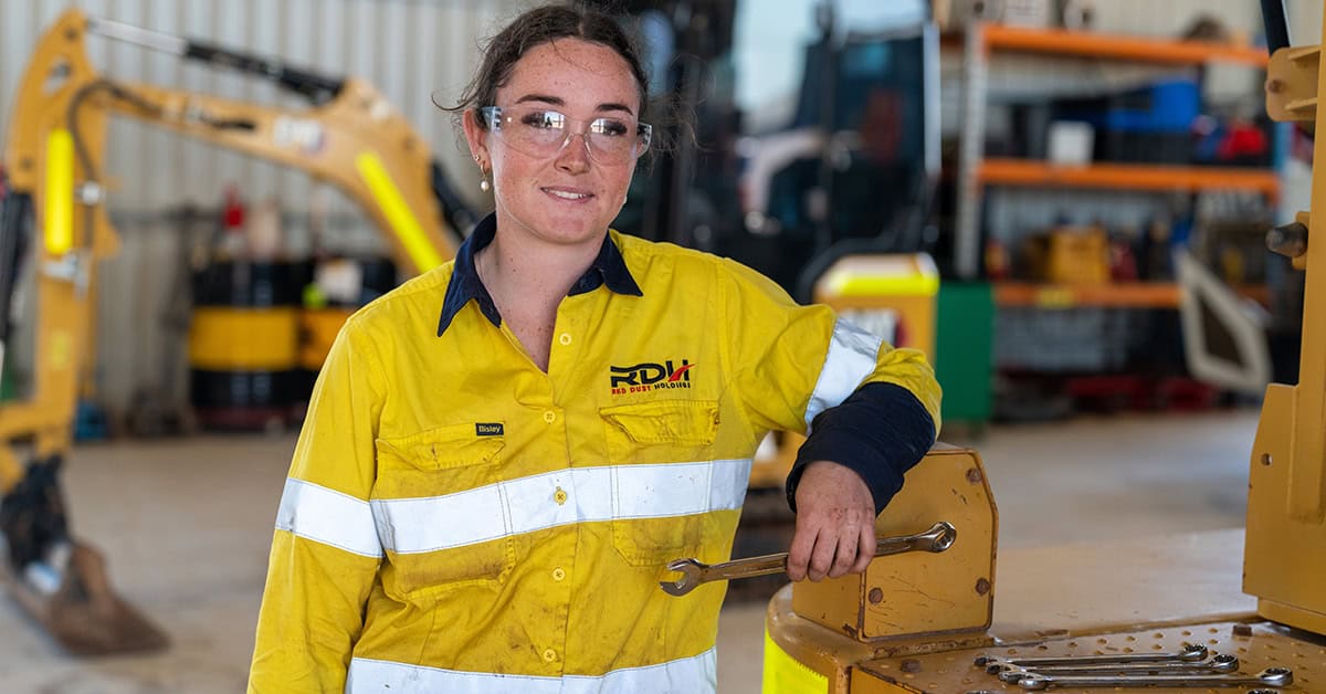 Female in the workshop at Red Dust Holdings