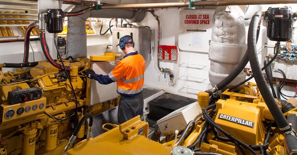 WesTrac team member working on a marine vessel