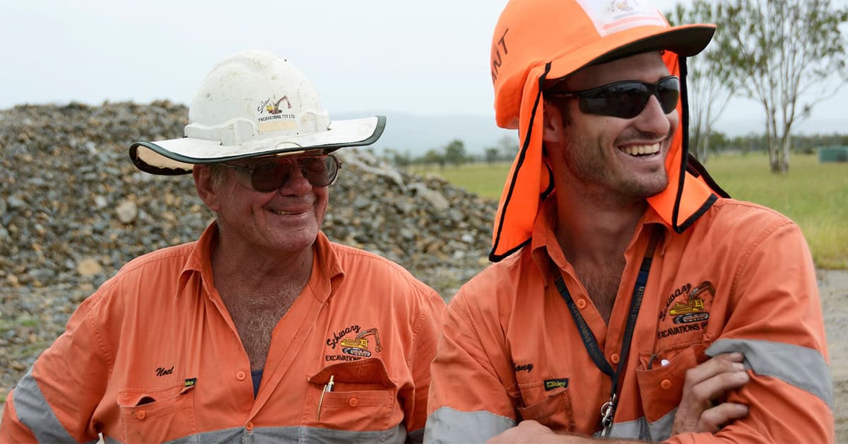 Two Cat customers out at work