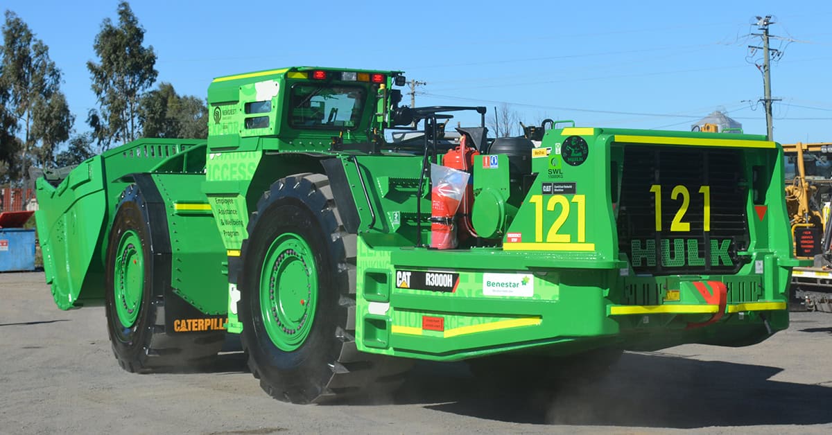 A rebuilt underground Cat Loader nicknamed the Hulk