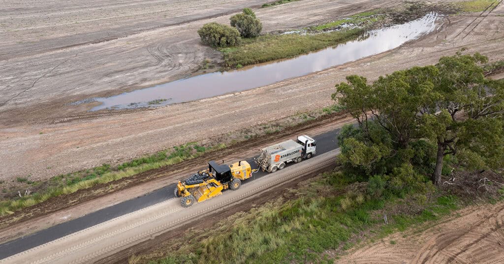 Patch of road in Croppa Creek being worked on by Stabilcorp